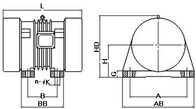 JZO振動(dòng)電機(jī)安裝圖